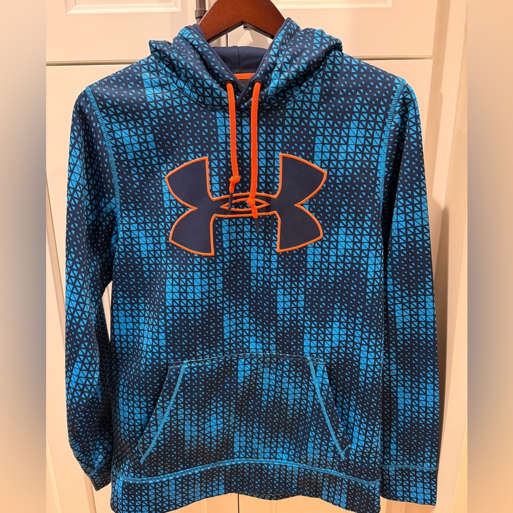 Classic Under Armour Storm Hoodie Royal Blue Orange Small Excellent Condition